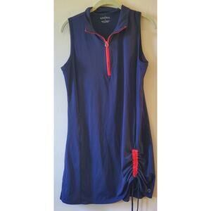 Kinona Rouched & Ready Womens Sleeveless Golf Dress Size Small Navy Blue Pockets